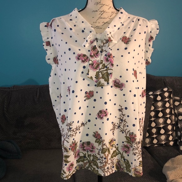 Zenobia Tops - NWT Zenobia Polka Dot Blouse, 2XL